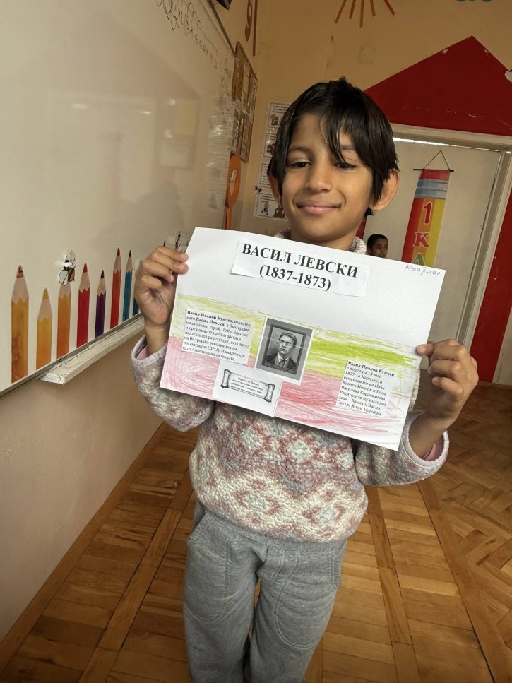 Проекти на учениците от ЦДО 1. и 2. клас за живота и делото на Васил Левски.